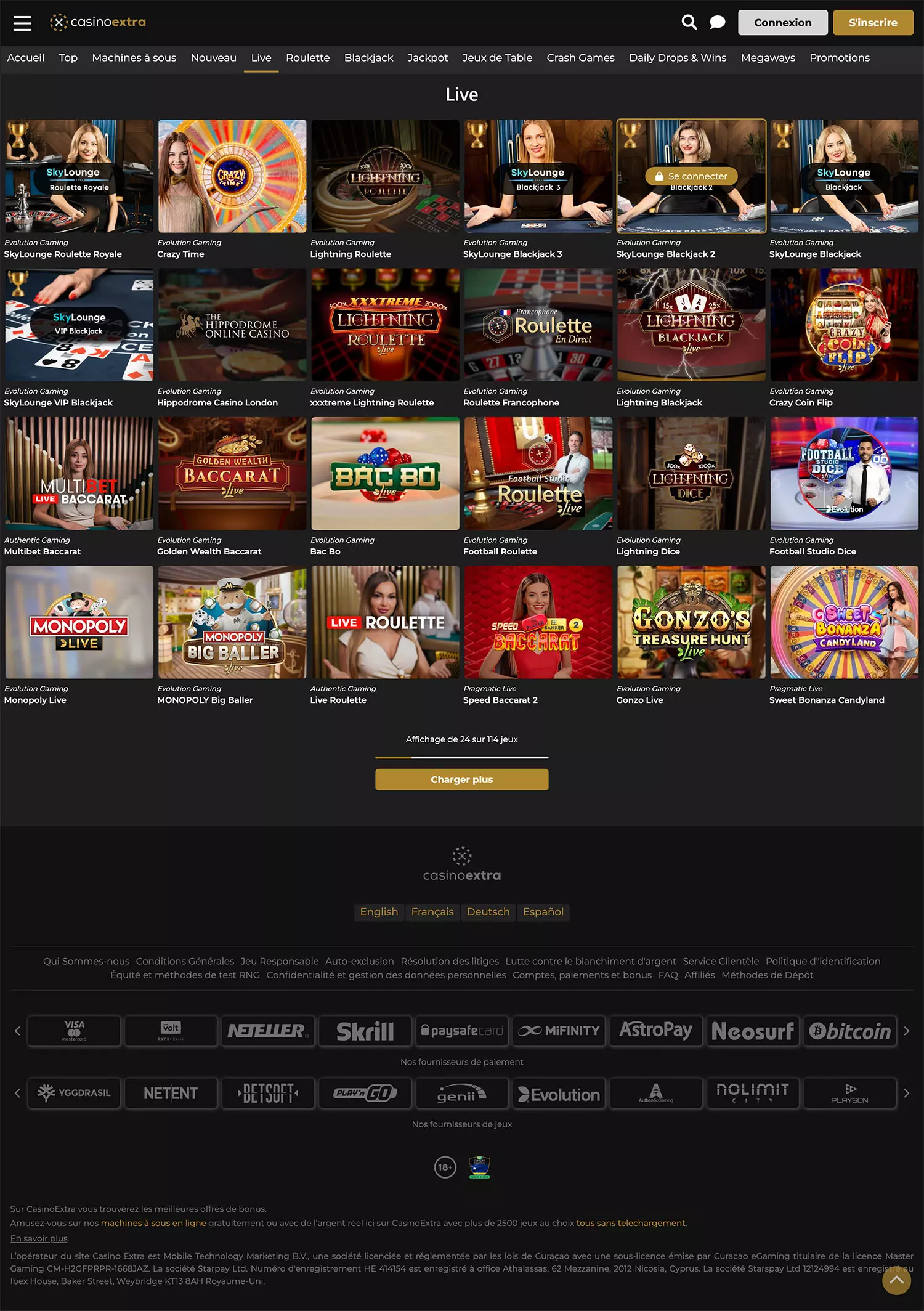 casino extra live desktop